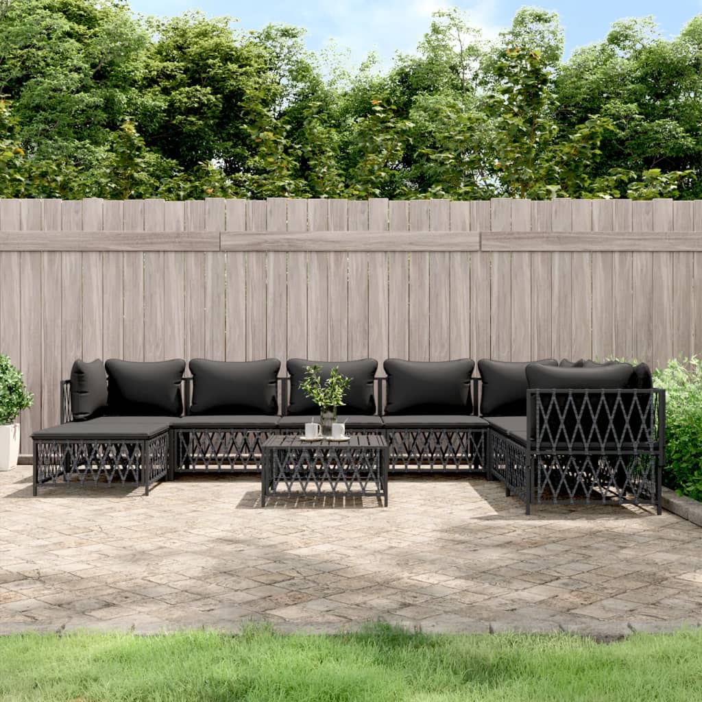 vidaXL 9 Piece Patio Lounge Set with Cushions Anthracite Steel