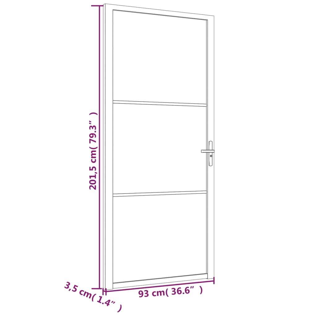vidaXL Interior Door 36.6"x79.3" Black Matt Glass and Aluminum