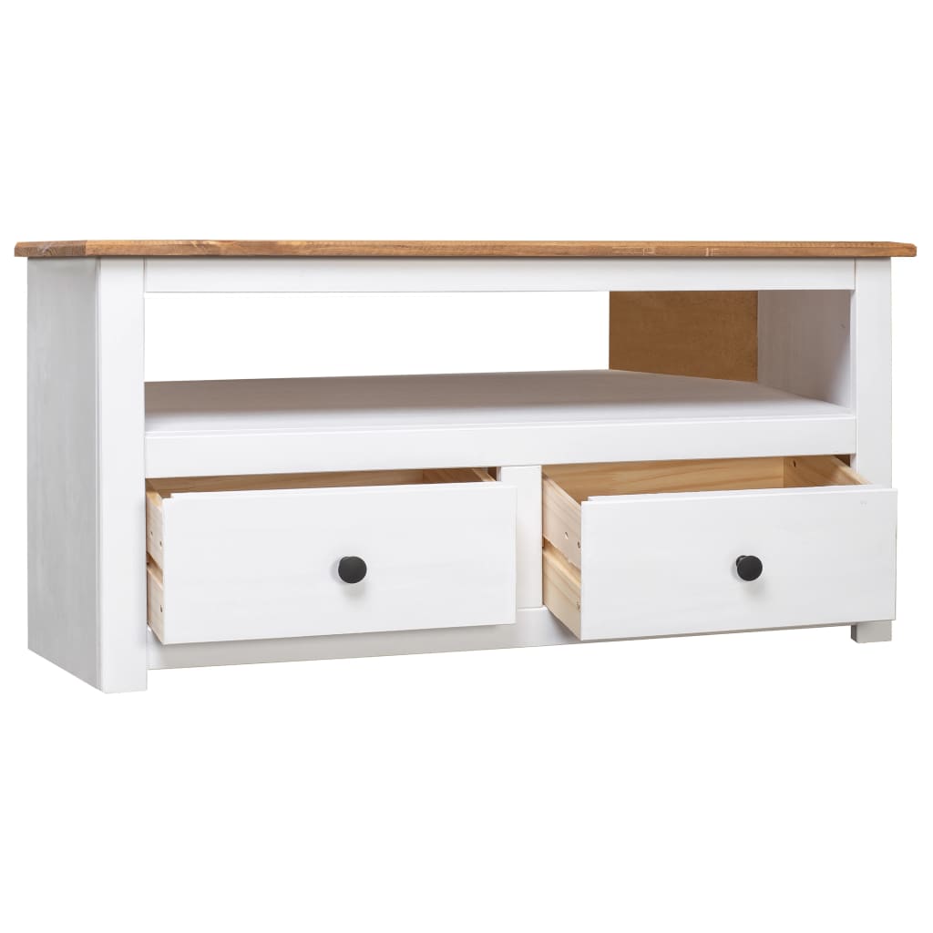 vidaXL Corner TV Stand White 36.6"x19.3"x19.3" Solid Pine Panama Range