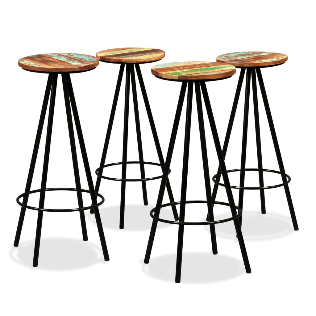 vidaXL Bar Stools 4 pcs Solid Reclaimed Wood