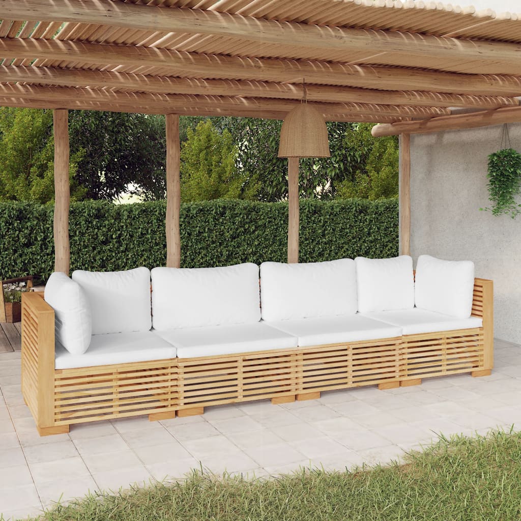 vidaXL 4 Piece Patio Lounge Set with Cushions Solid Wood Teak