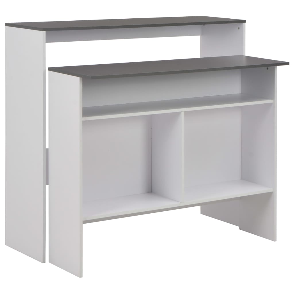 vidaXL Bar Table with 2 Table Tops White and Gray 51.2"x15.7"x47.2"