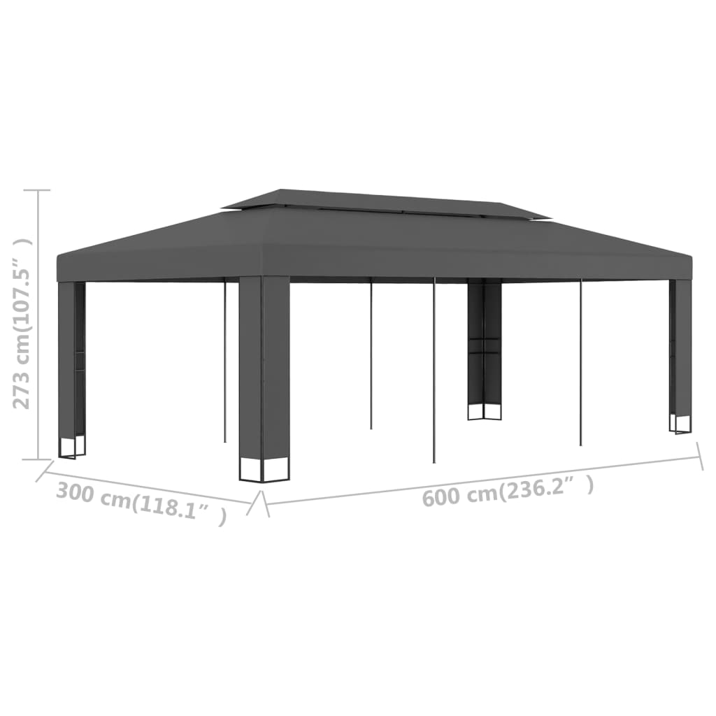 vidaXL Gazebo with Double Roof 9.8'x19.6' Anthracite