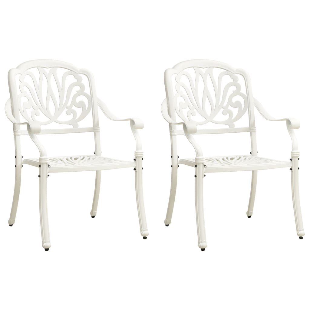 vidaXL 3 Piece Bistro Set Cast Aluminum White