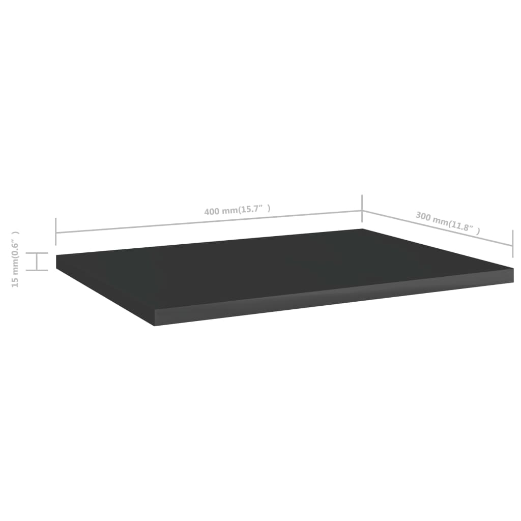 vidaXL Bookshelf Boards 8 pcs High Gloss Black 15.7"x11.8"x0.6" Chipboard