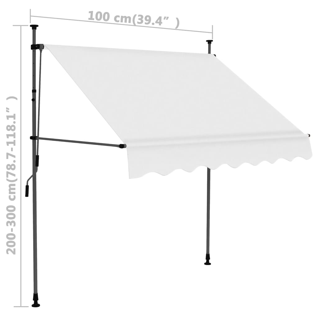 vidaXL Manual Retractable Awning with LED 39.4" Cream