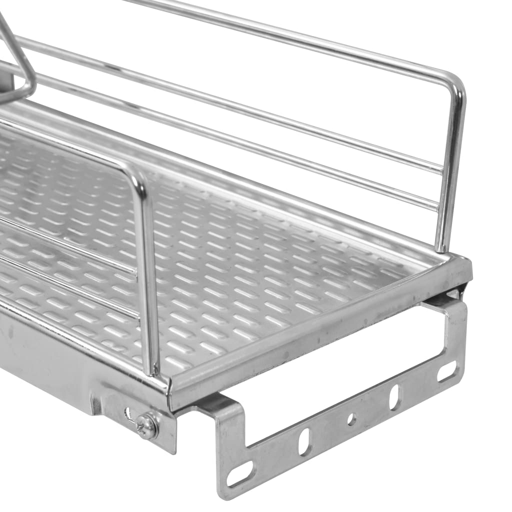 vidaXL 2-Tier Pull-out Kitchen Wire Basket Silver 18.5"x5.9"x21.5"