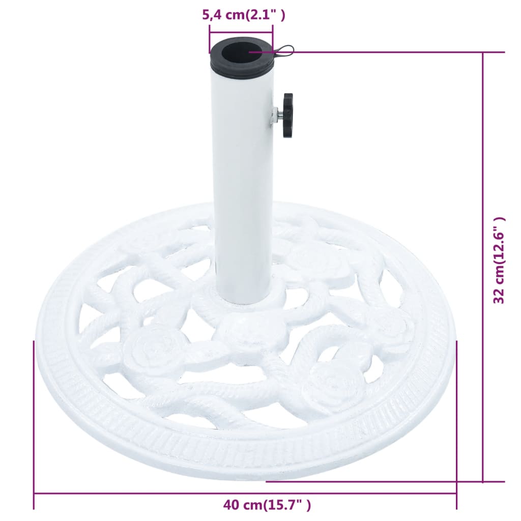 vidaXL Umbrella Base White 19.8 lb 15.7" Cast Iron