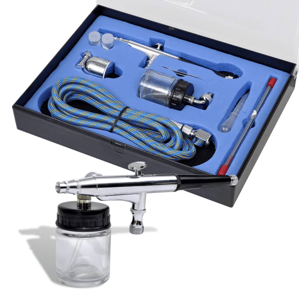 Airbrush Set with Glass Jar 0.008", 0.011" and 0.019" Nozzles