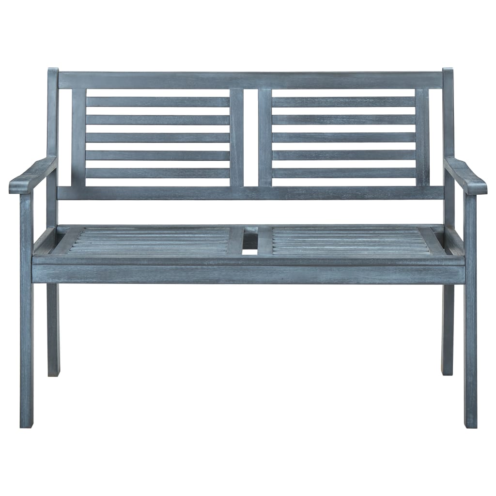 vidaXL 2-Seater Patio Bench 47.2" Gray Solid Eucalyptus Wood