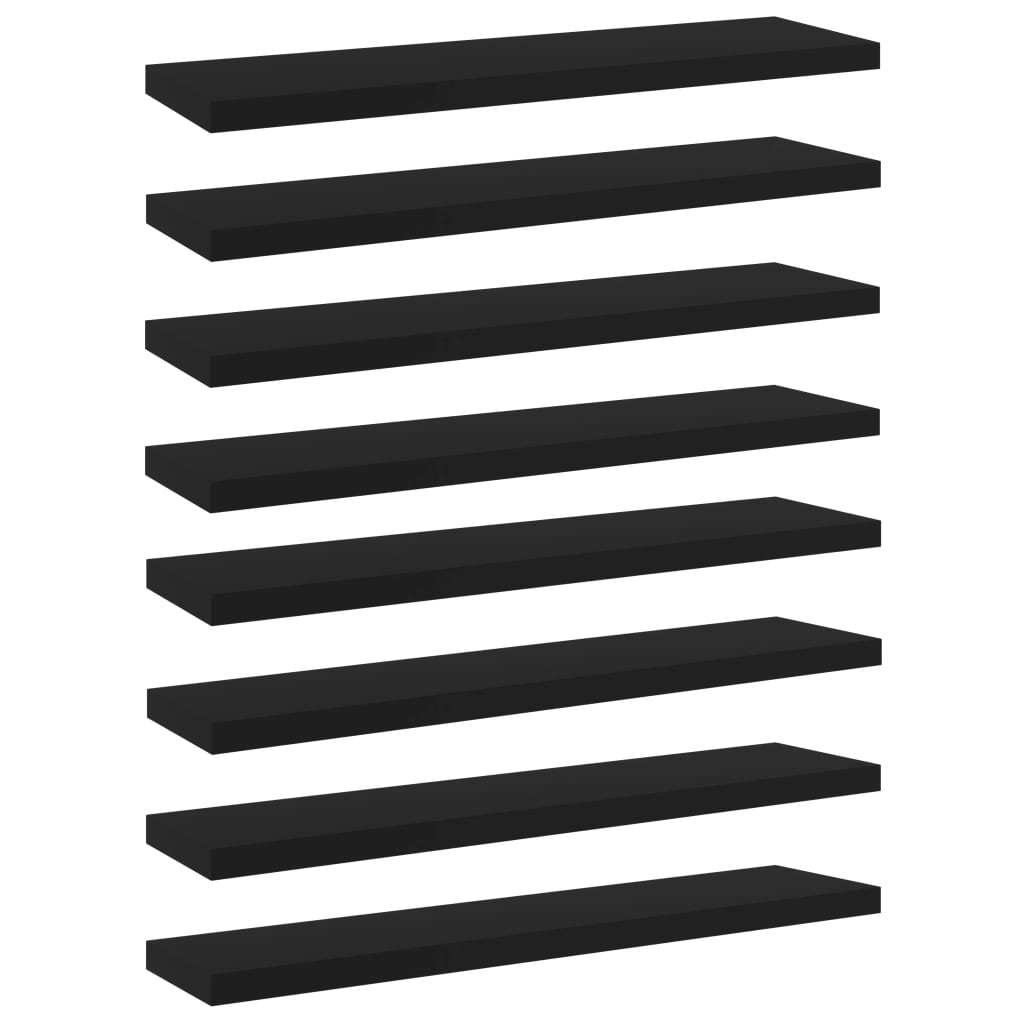 vidaXL Bookshelf Boards 8 pcs Black 15.7"x3.9"x0.6" Engineered Wood