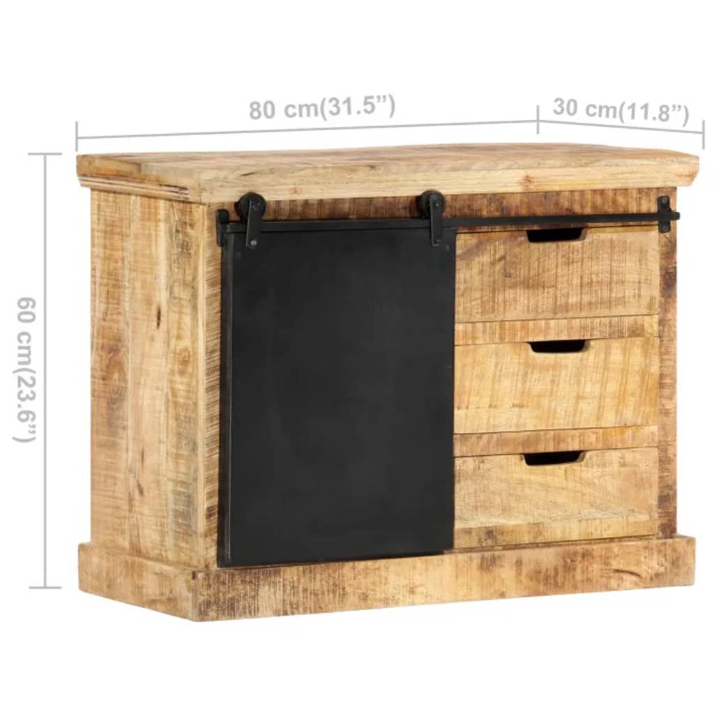 vidaXL Sideboard 31.5"x11.8"x23.6" Solid Mango Wood