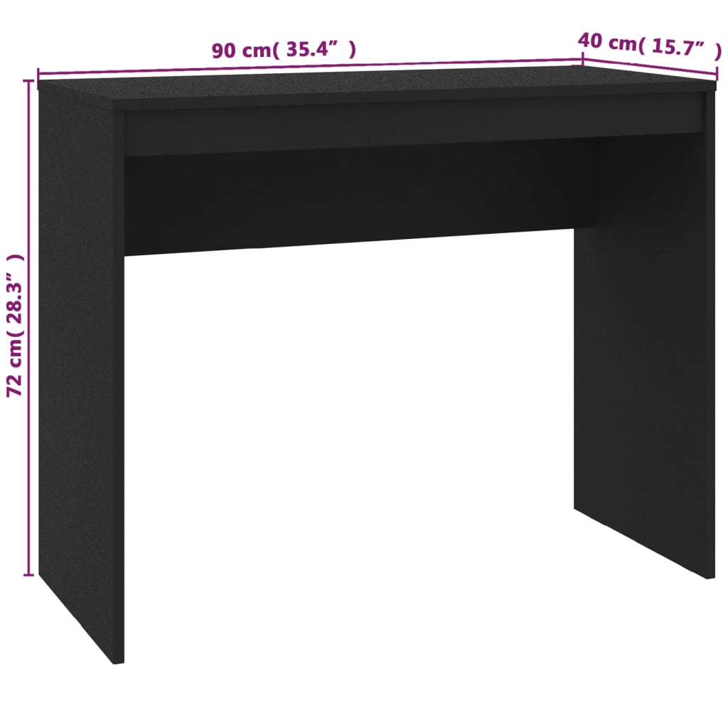 vidaXL Desk Black 35.4"x15.7"x28.3" Engineered Wood