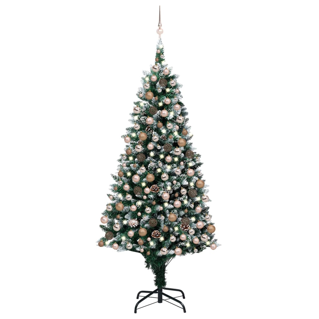 vidaXL Artificial Pre-lit Christmas Tree with Ball Set&Pine Cones 82.7"