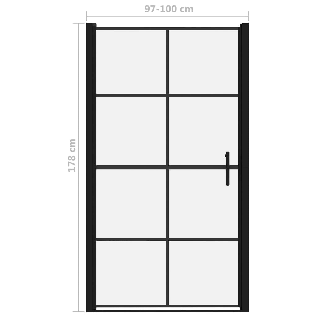 vidaXL Shower Doors Tempered Glass 39.4"x70.1" Black