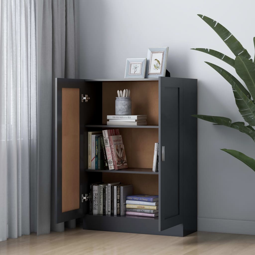vidaXL Book Cabinet Gray 32.5"x12"x45.3" Engineered Wood