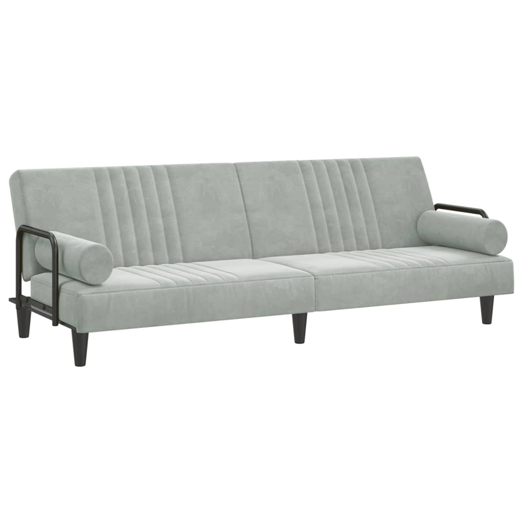 vidaXL Sofa Bed with Armrests Light Gray Velvet