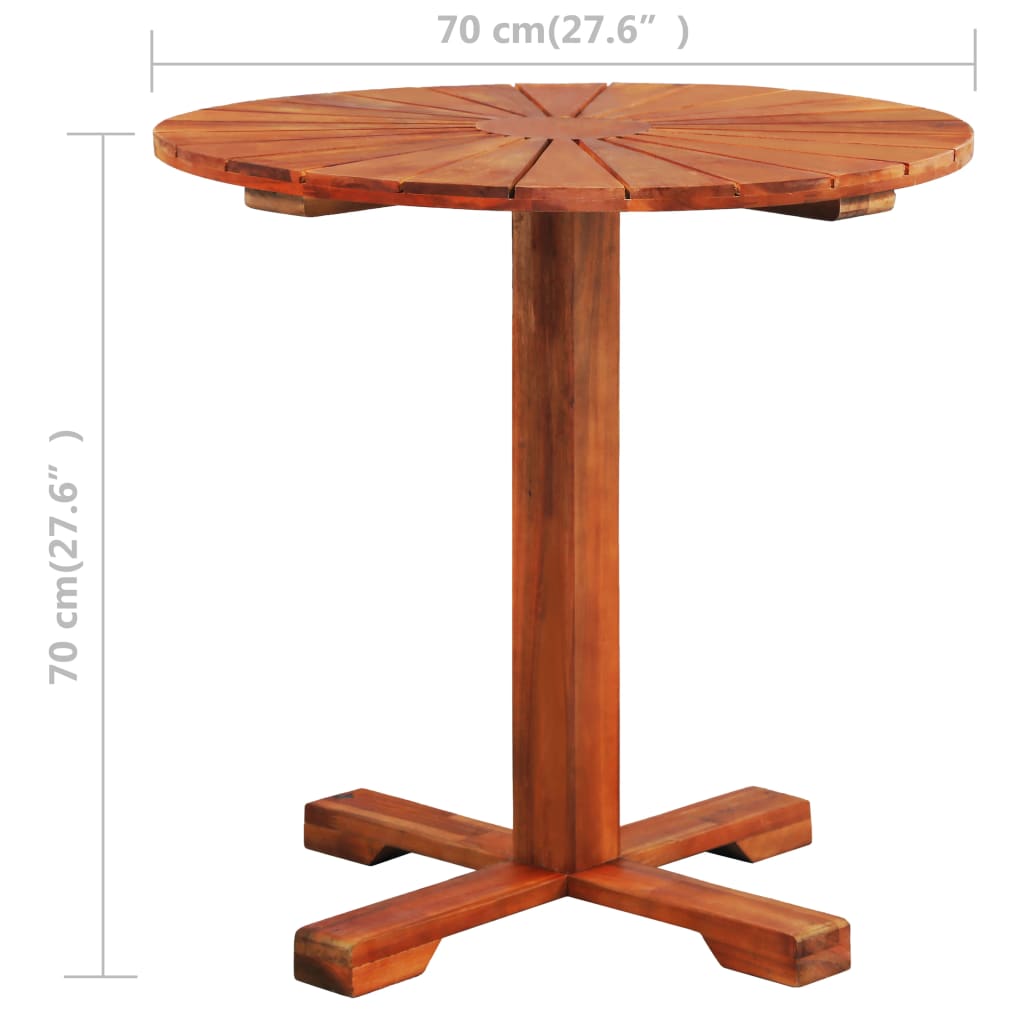 vidaXL Bistro Table 27.6"x27.6" Solid Acacia Wood