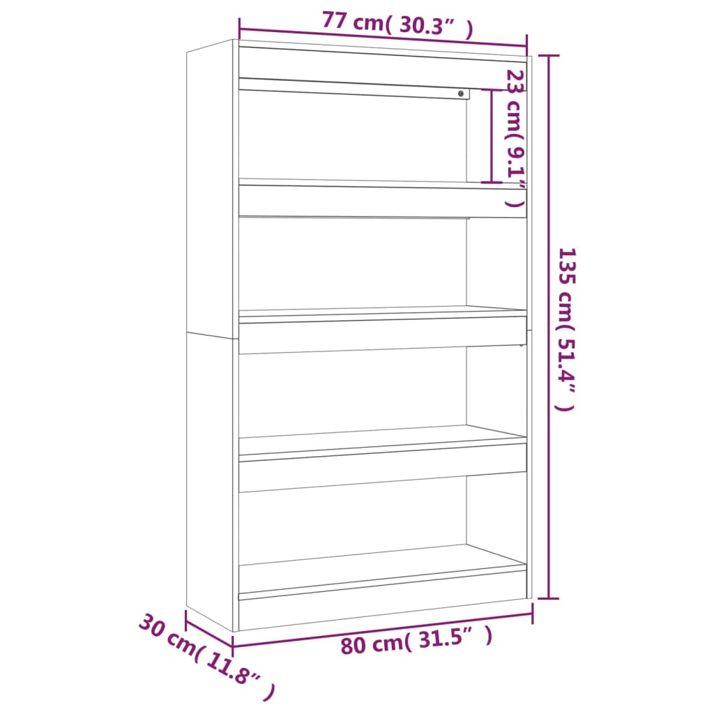 vidaXL Book Cabinet/Room Divider Concrete Gray 31.5"x11.8"x53.1" Engineered Wood