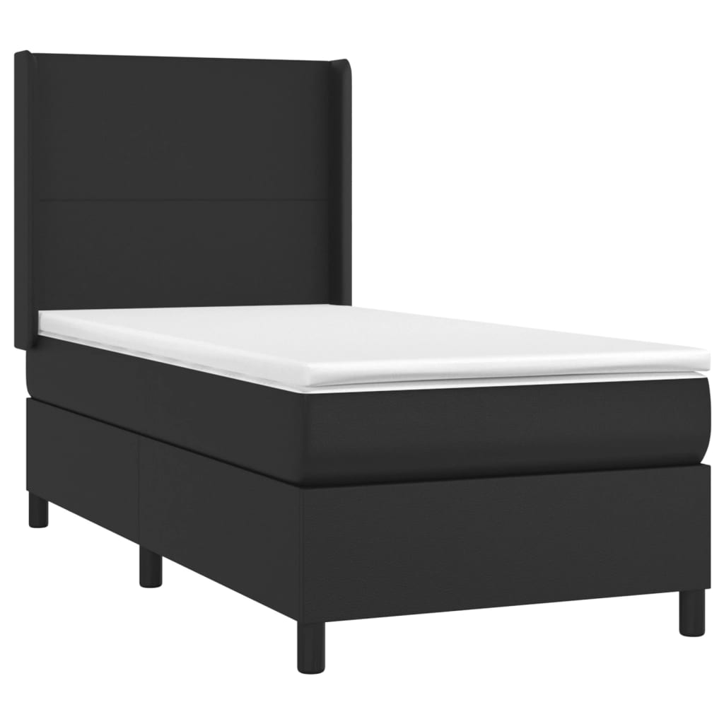 vidaXL Box Spring Bed with Mattress Black Twin XL Faux Leather