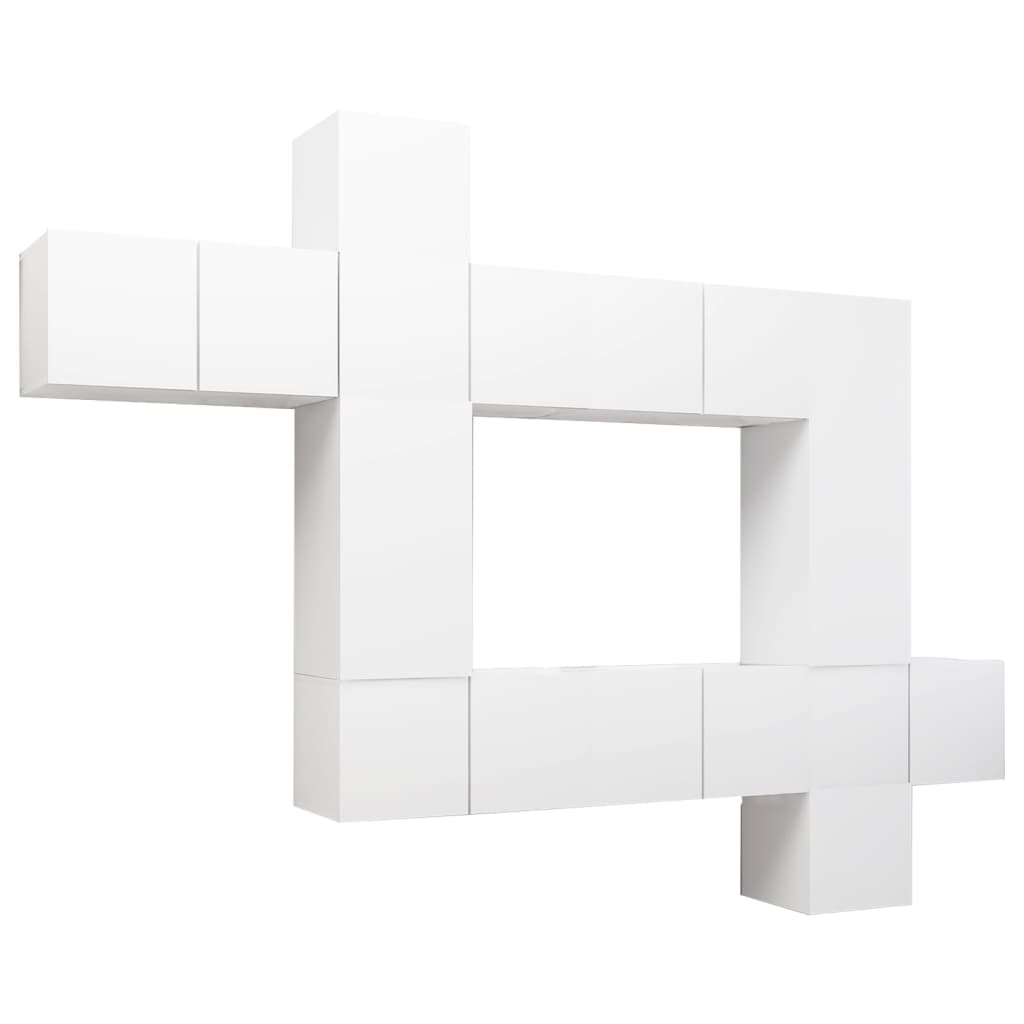 vidaXL 10 Piece TV Stand Set White Engineered Wood