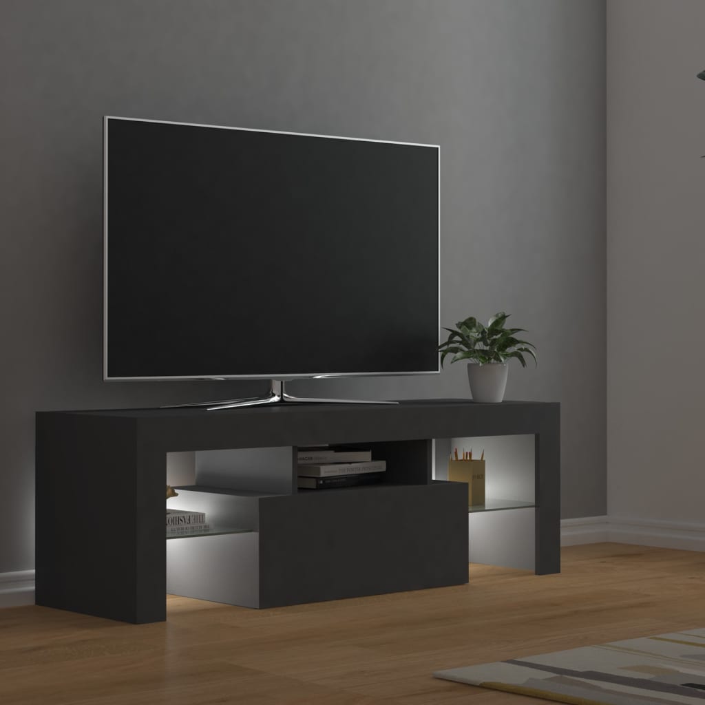 vidaXL TV Cabinet with LED Lights Gray 47.2"x13.8"x15.7"