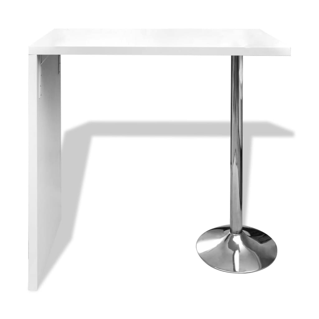 vidaXL Bar Table MDF with 1 Steel Leg High Gloss White