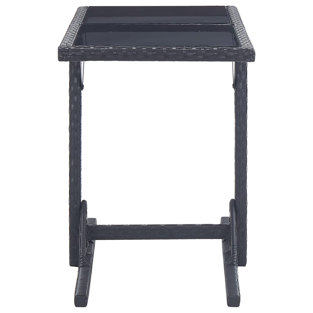 vidaXL Patio Table Black 43.3"x20.9"x28.3" Glass and Poly Rattan