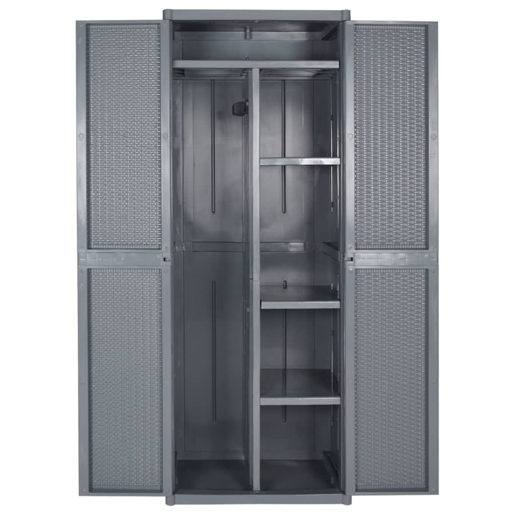 vidaXL Garden Storage Cabinet Gray 25.6"x17.7"x67.7" PP Rattan