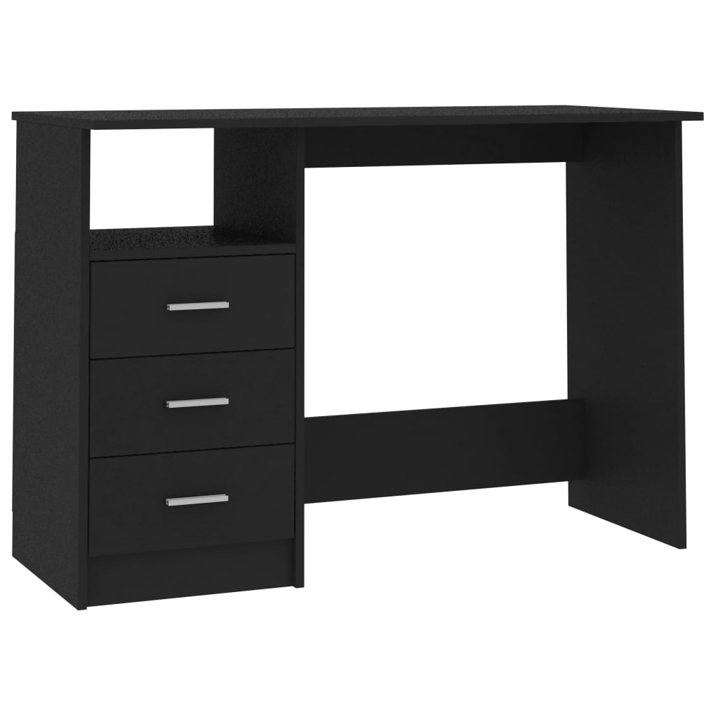 vidaXL Desk with Drawers Black 43.3"x19.7"x29.9" Engineered Wood