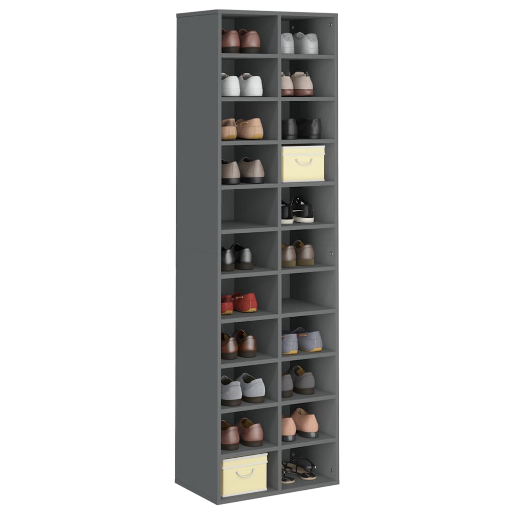 vidaXL Shoe Cabinet Gray 21.3"x13.4"x72" Engineered Wood