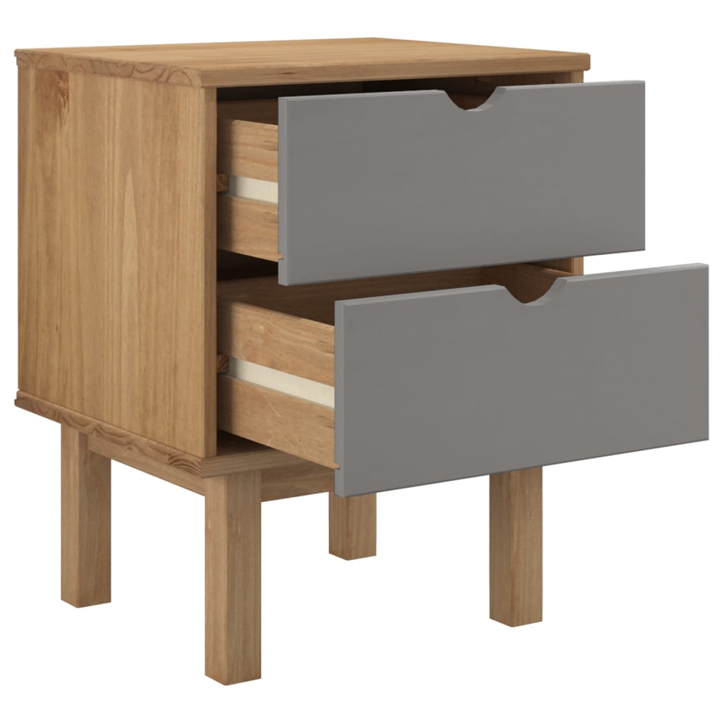 vidaXL Bedside Cabinet OTTA Brown&Gray 18.1"x15.6"x22.4" Solid Wood Pine