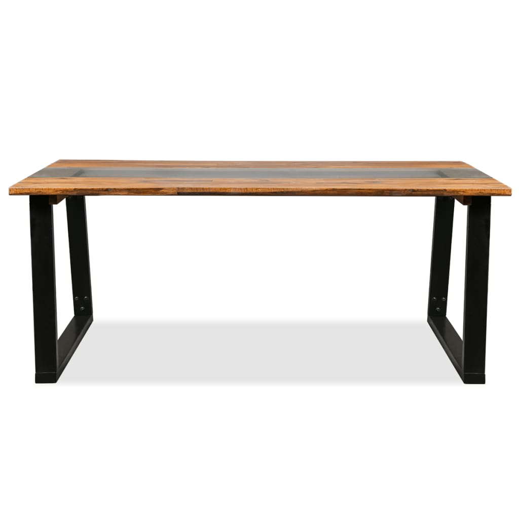 vidaXL Dining Table Solid Acacia Wood and Glass 70.8"x35.4"x29.5"