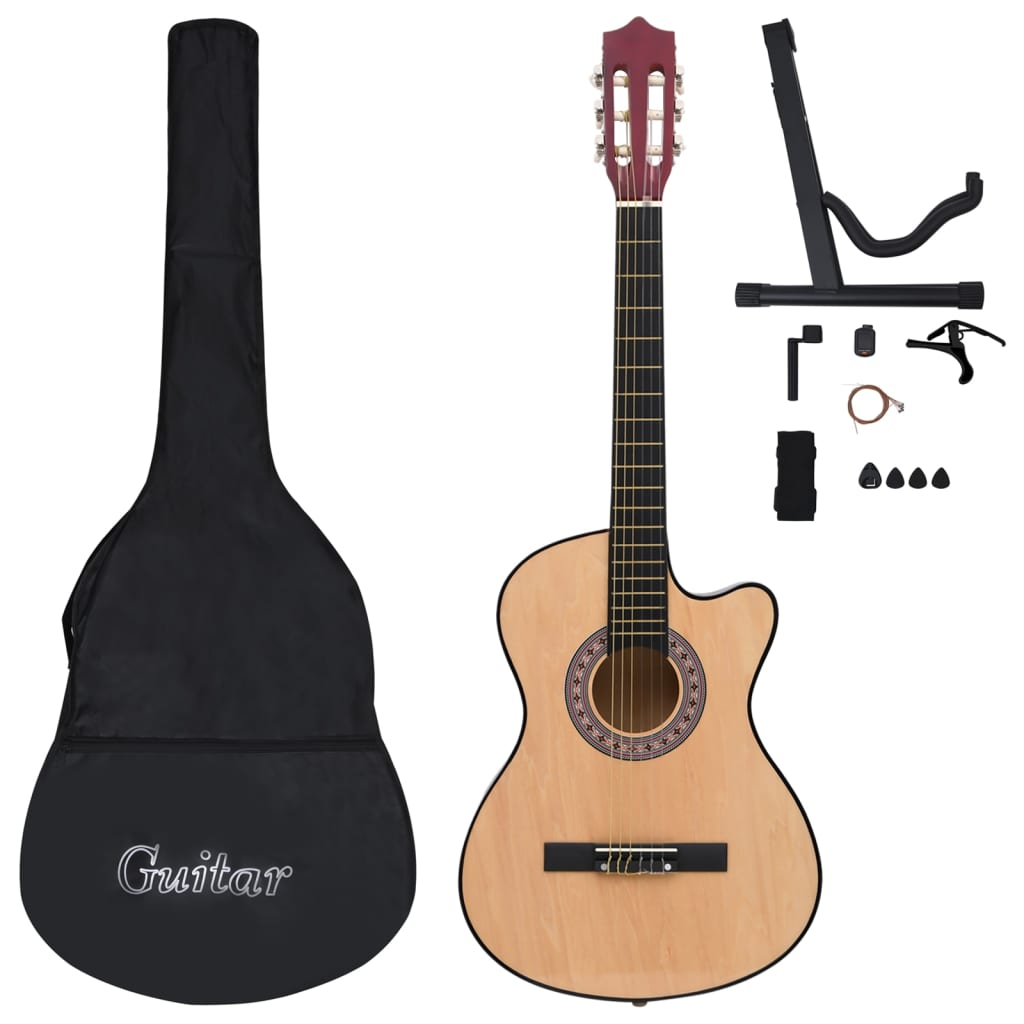 vidaXL 12 Piece Western Acoustic Cutaway Guitar Set with 6 Strings 38"