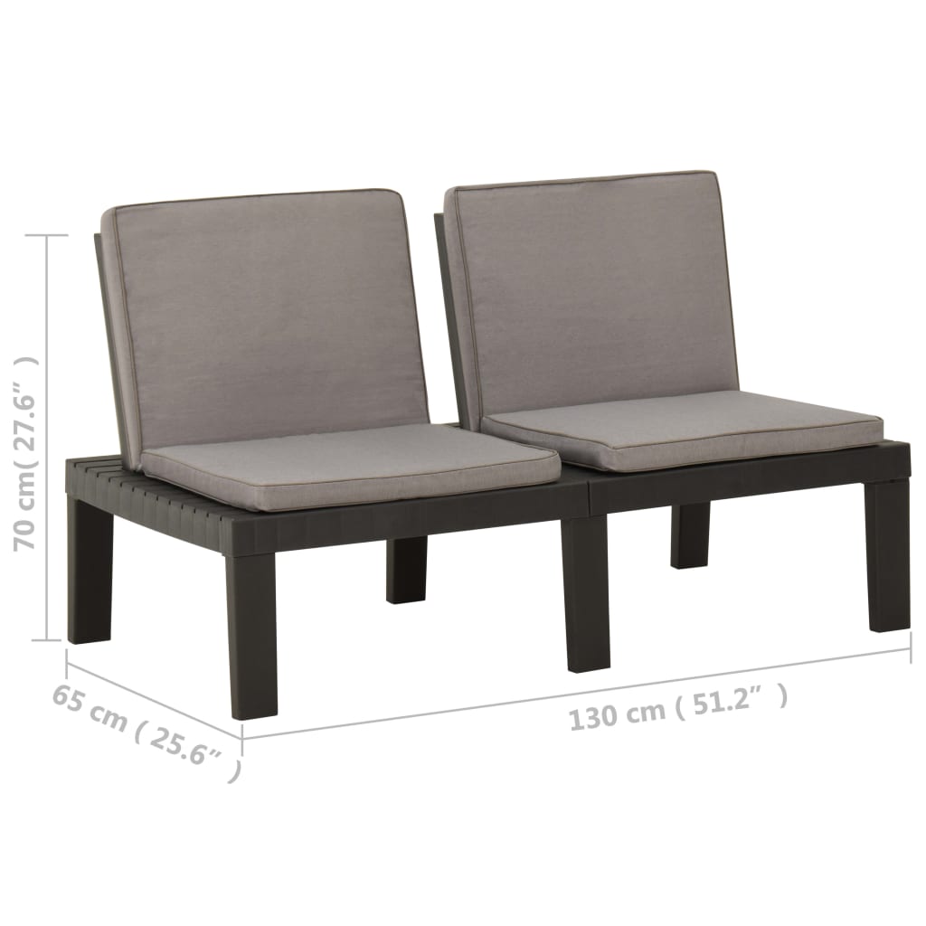 vidaXL 2 Piece Patio Lounge Set with Cushions Plastic Gray