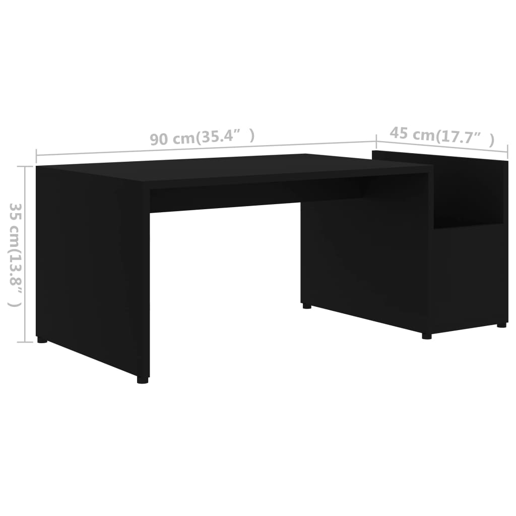 vidaXL Coffee Table Black 35.4"x17.7"x13.8" Chipboard