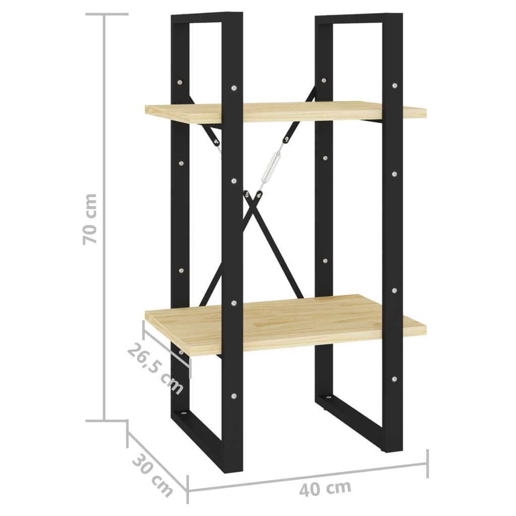 vidaXL 2-Tier Book Cabinet 15.7"x11.8"x27.6" Solid Pine Wood