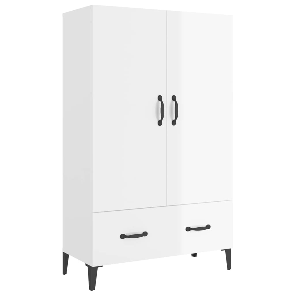 vidaXL Highboard High Gloss White 27.6"x12.2"x45.3" Engineered Wood