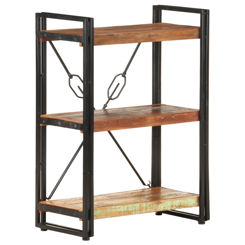 vidaXL 3-Tier Bookcase 23.6"x11.8"x31.5" Solid Reclaimed Wood
