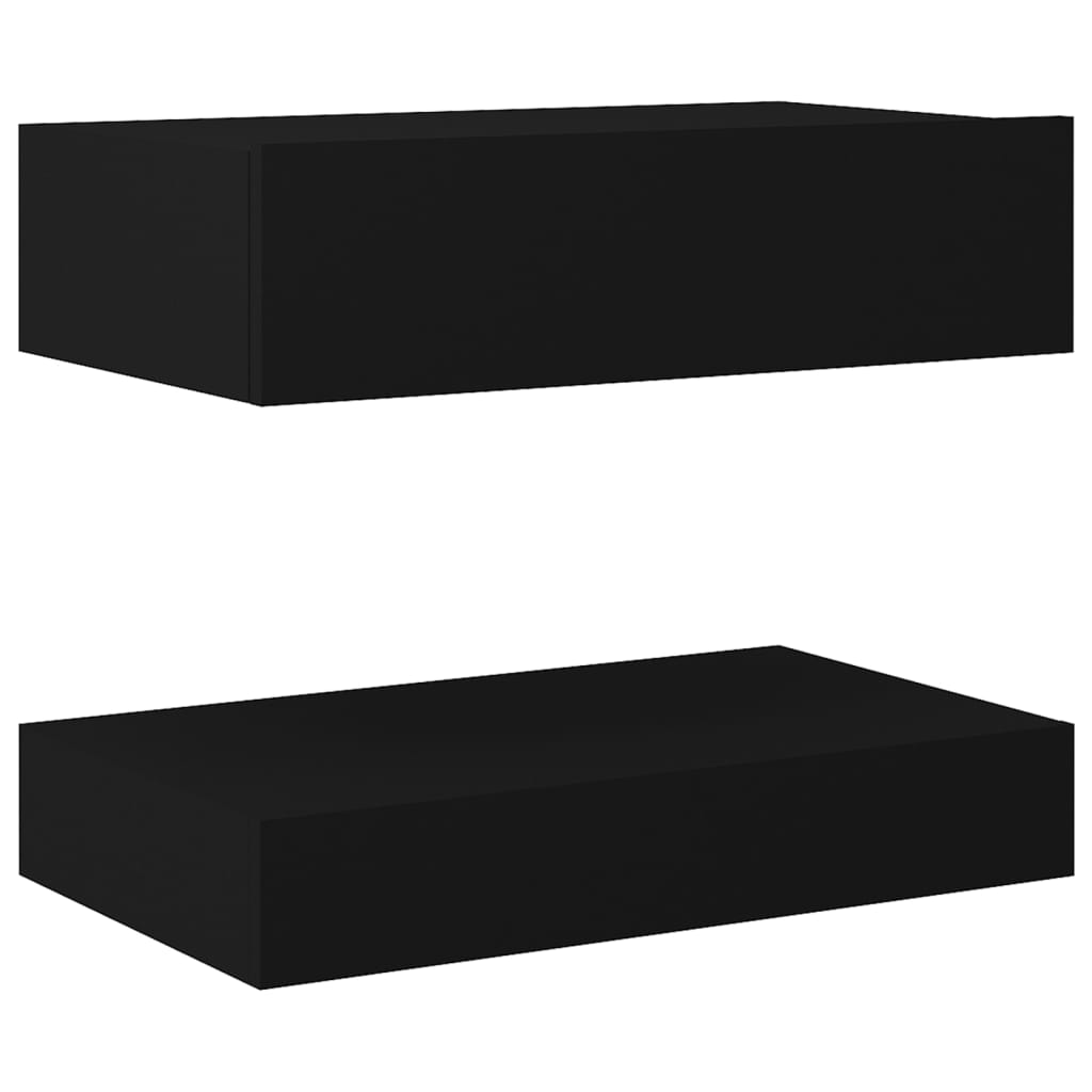 vidaXL Bedside Cabinets 2 pcs Black 23.6"x13.8" Engineered Wood