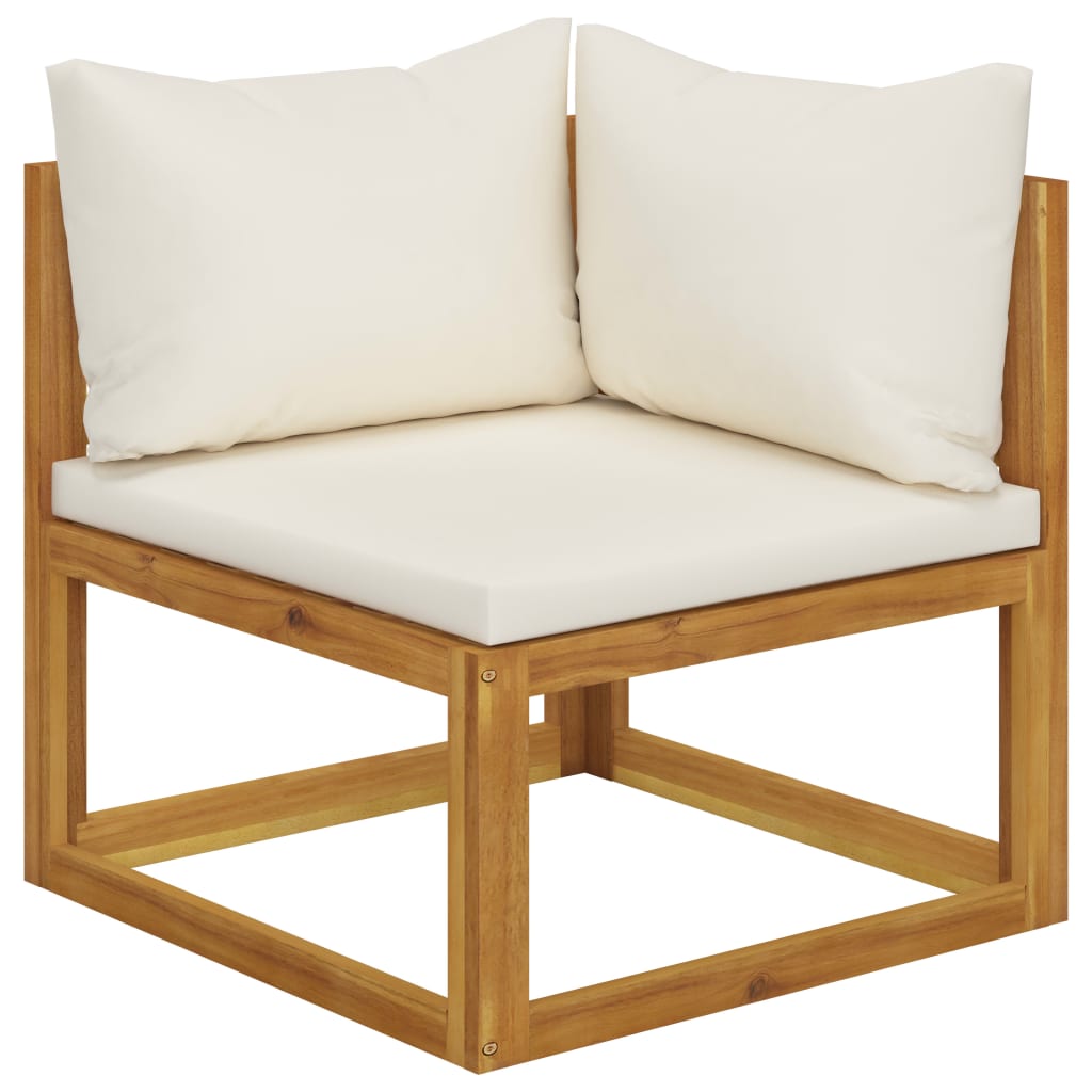 vidaXL 9 Piece Patio Lounge Set with Cushion Cream Solid Acacia Wood