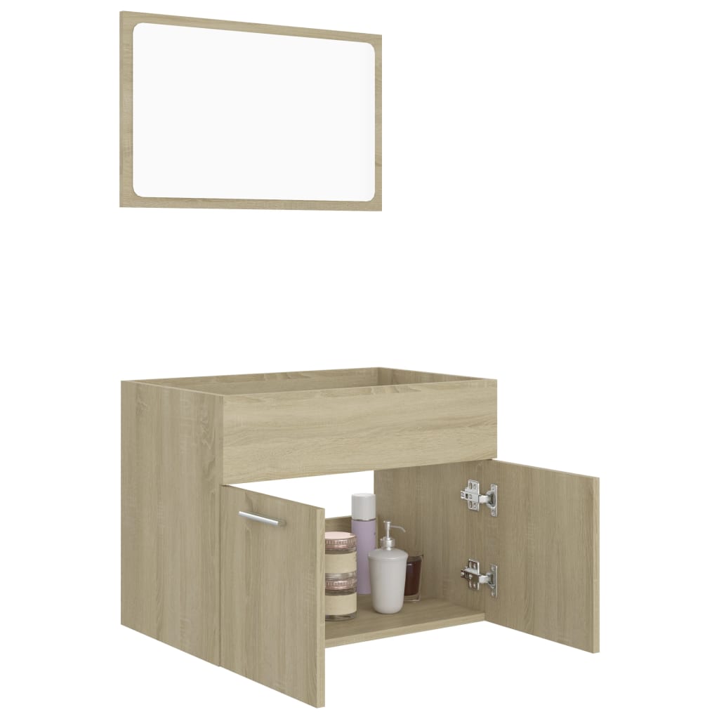 vidaXL 2 Piece Bathroom Furniture Set Sonoma Oak Engineered Wood