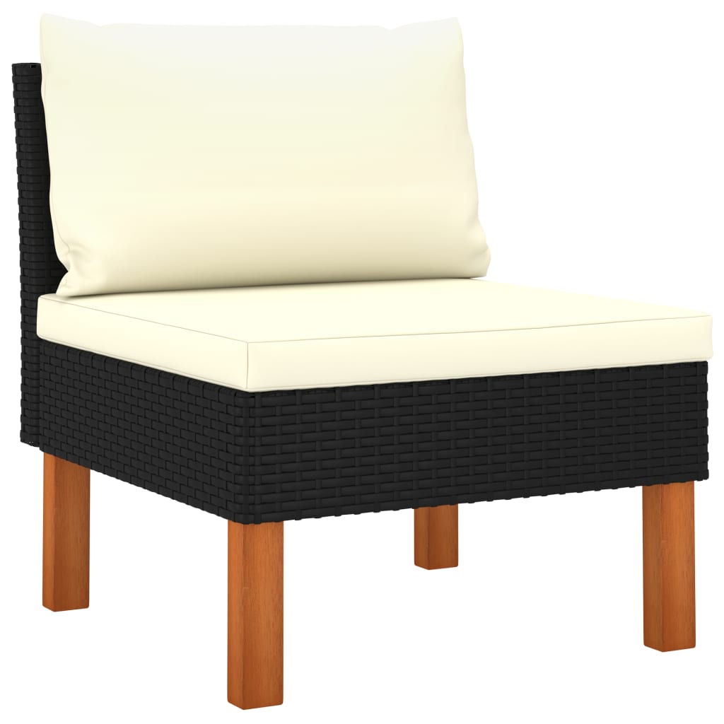 vidaXL Middle Sofa Poly Rattan and Solid Eucalyptus Wood