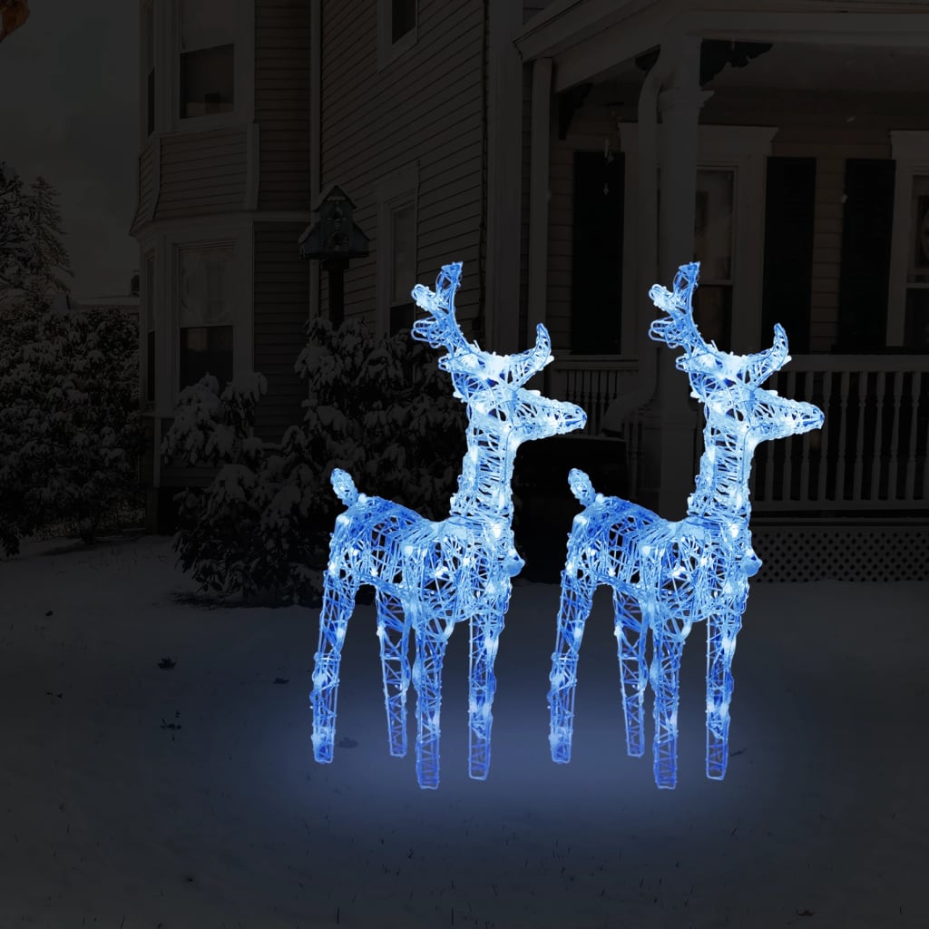 vidaXL Christmas Reindeers 2 pcs Blue 80 LEDs Acrylic