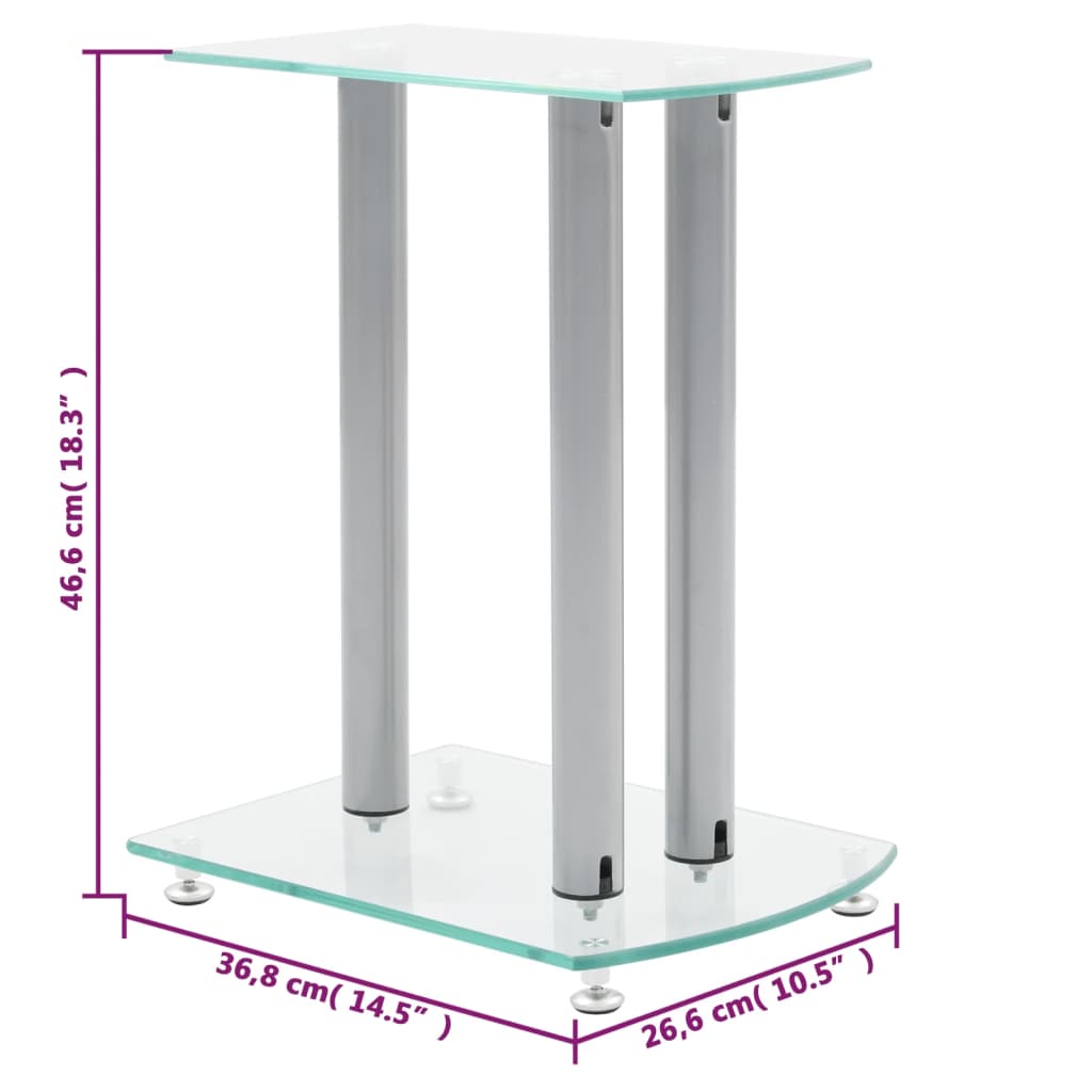 Aluminum Speaker Stands 2 pcs Transparent Safety Glass
