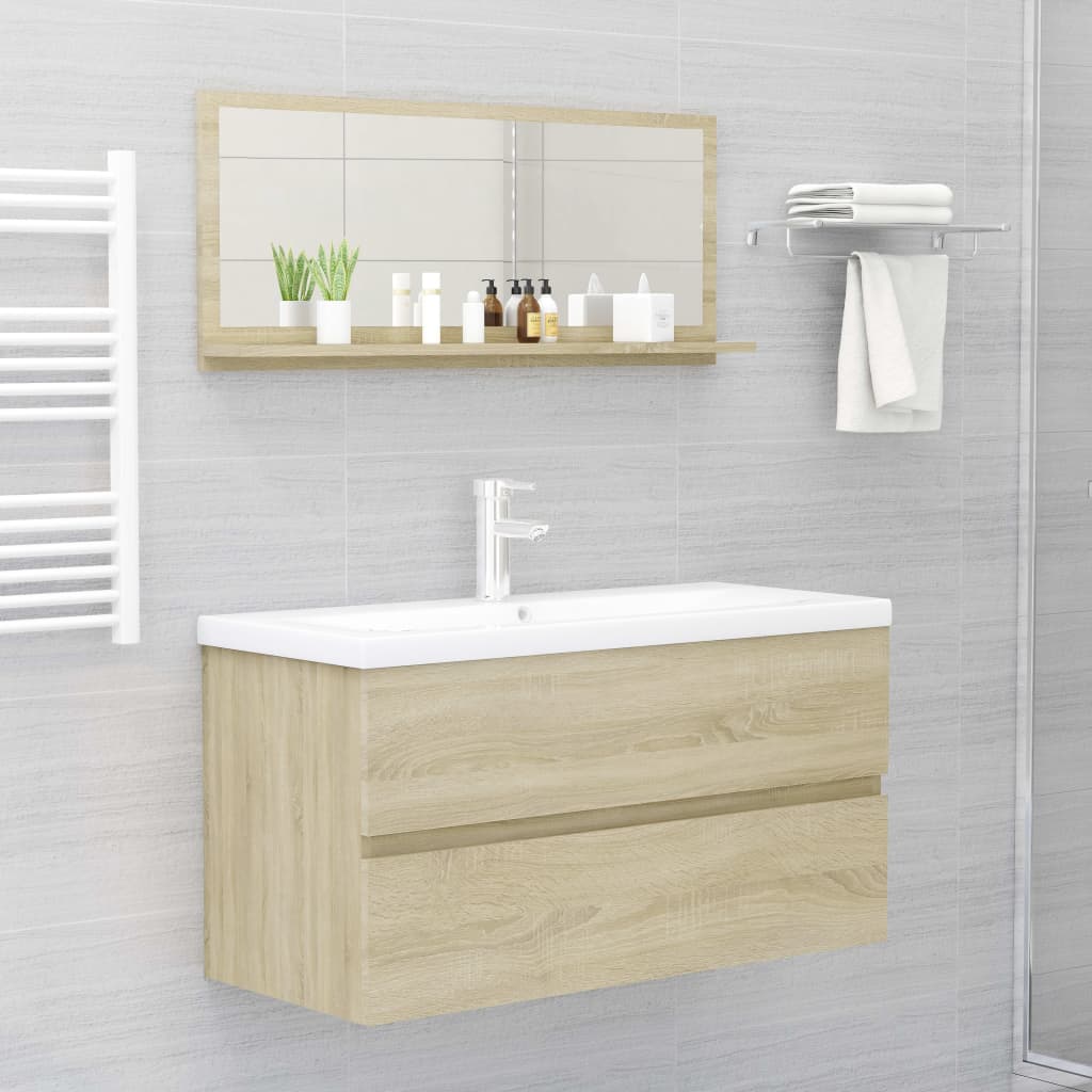 vidaXL Bathroom Mirror Sonoma Oak 35.4"x4.1"x14.6" Engineered Wood