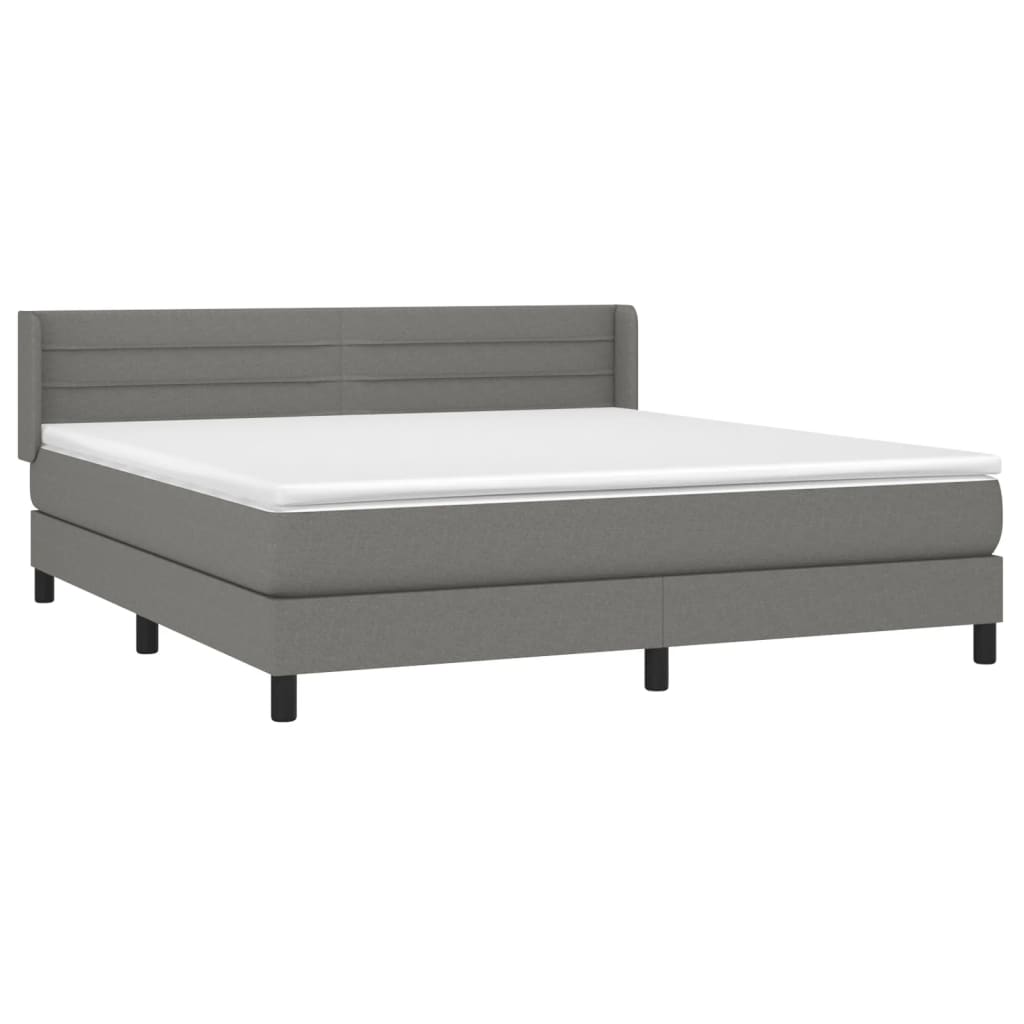 vidaXL Box Spring Bed with Mattress Dark Gray California King Fabric