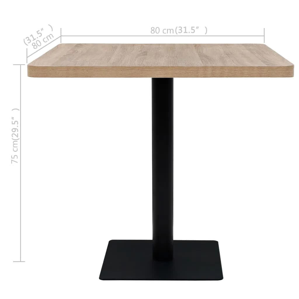 vidaXL Bistro Table MDF and Steel Square 31.5"x31.5"x29.5" Oak Color