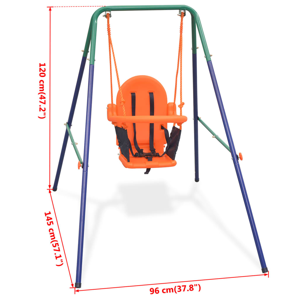 vidaXL Toddler Swing Set with Safety Harness Orange