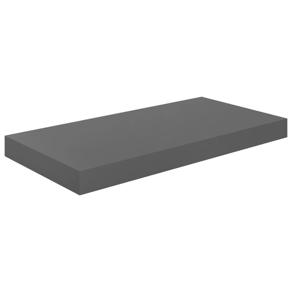 vidaXL Floating Wall Shelves 2 pcs High Gloss Gray 19.7"x9.1"x1.5" MDF